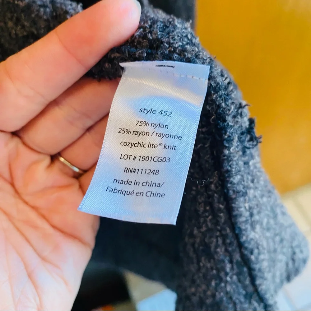 Barefoot Dreams Cozychic Lite Cardigan Dark Grey - Picture 5 of 5